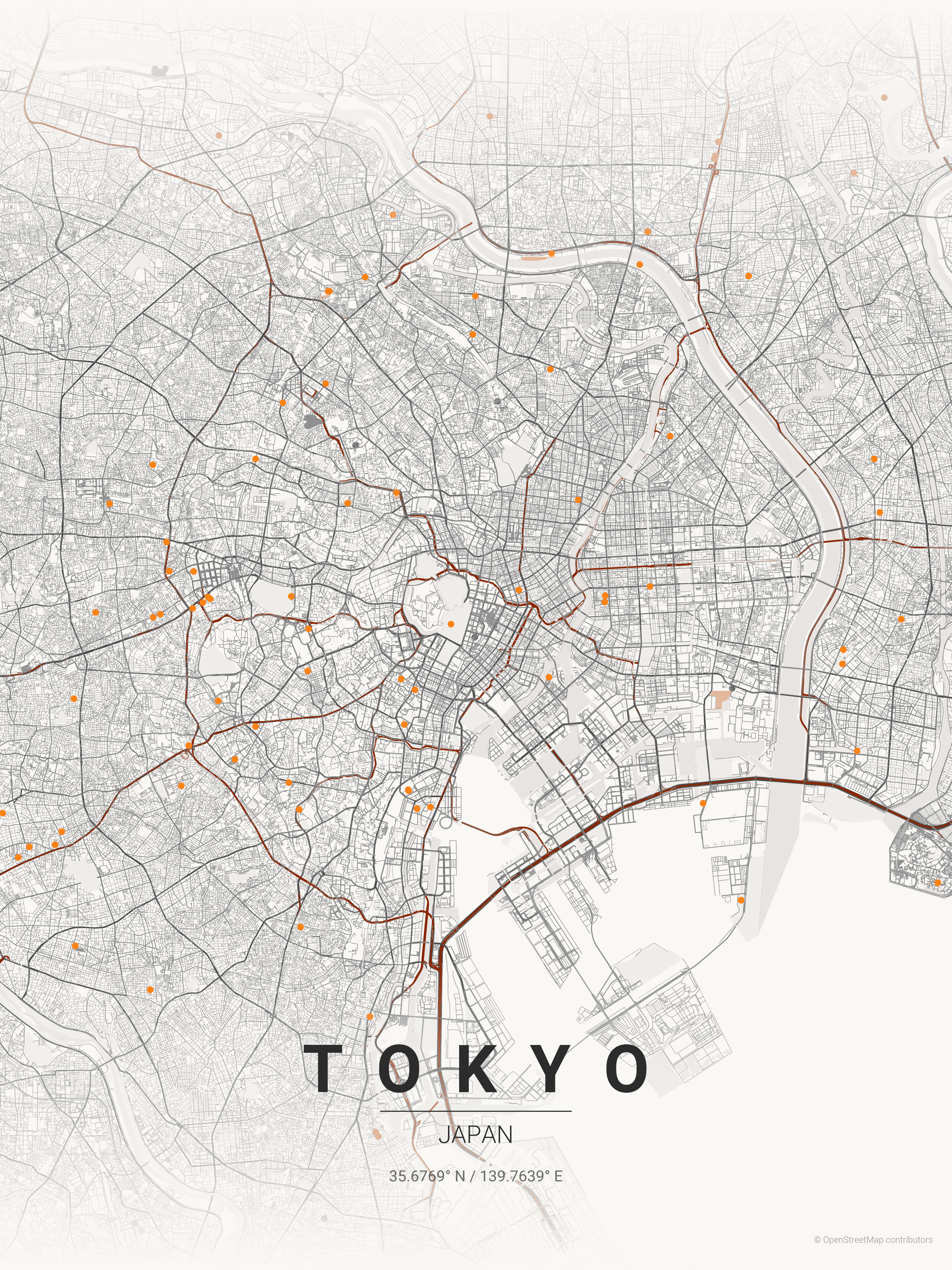 Tokyo Japanese Ink map poster